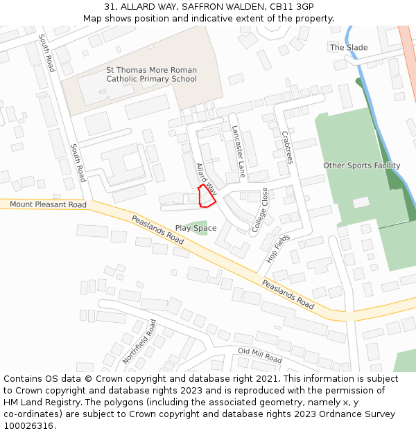 31, ALLARD WAY, SAFFRON WALDEN, CB11 3GP: Location map and indicative extent of plot