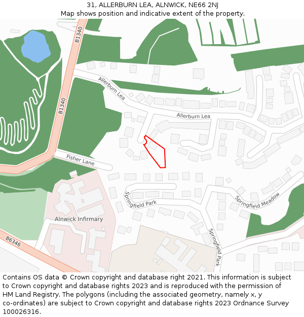 31, ALLERBURN LEA, ALNWICK, NE66 2NJ: Location map and indicative extent of plot