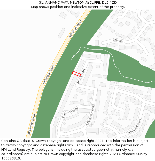 31, ANNAND WAY, NEWTON AYCLIFFE, DL5 4ZD: Location map and indicative extent of plot