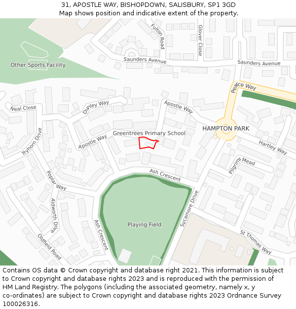 31, APOSTLE WAY, BISHOPDOWN, SALISBURY, SP1 3GD: Location map and indicative extent of plot