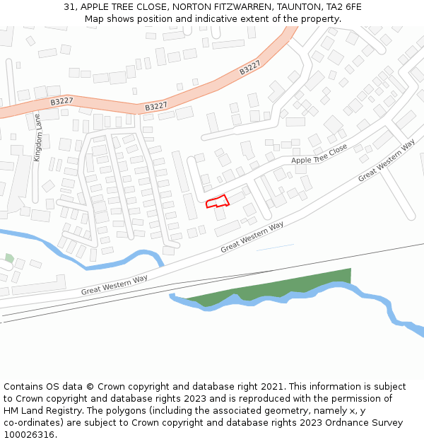 31, APPLE TREE CLOSE, NORTON FITZWARREN, TAUNTON, TA2 6FE: Location map and indicative extent of plot