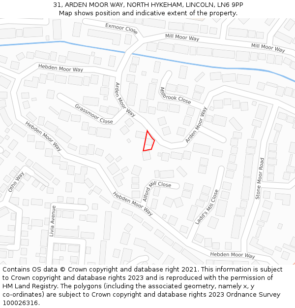31, ARDEN MOOR WAY, NORTH HYKEHAM, LINCOLN, LN6 9PP: Location map and indicative extent of plot
