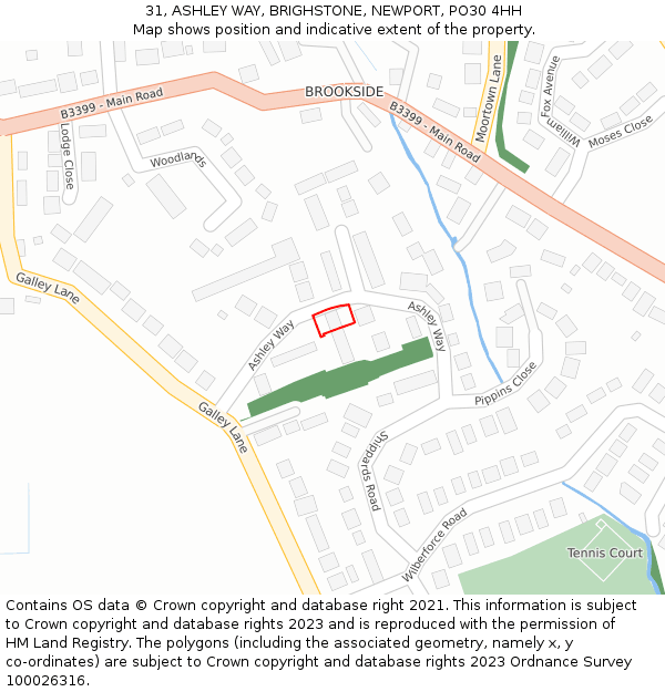 31, ASHLEY WAY, BRIGHSTONE, NEWPORT, PO30 4HH: Location map and indicative extent of plot