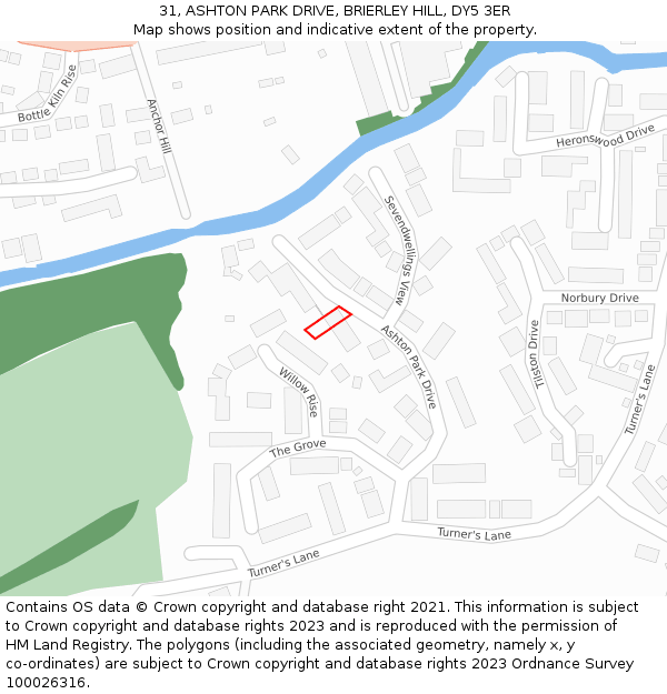 31, ASHTON PARK DRIVE, BRIERLEY HILL, DY5 3ER: Location map and indicative extent of plot