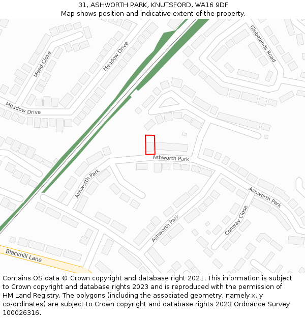 31, ASHWORTH PARK, KNUTSFORD, WA16 9DF: Location map and indicative extent of plot