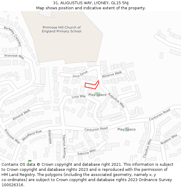 31, AUGUSTUS WAY, LYDNEY, GL15 5NJ: Location map and indicative extent of plot