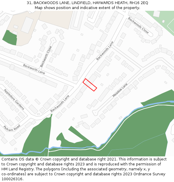 31, BACKWOODS LANE, LINDFIELD, HAYWARDS HEATH, RH16 2EQ: Location map and indicative extent of plot