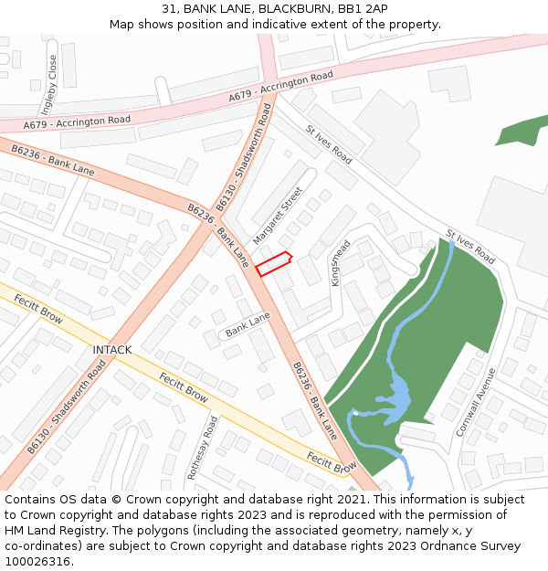 31, BANK LANE, BLACKBURN, BB1 2AP: Location map and indicative extent of plot