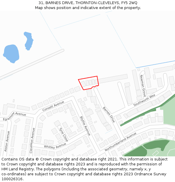 31, BARNES DRIVE, THORNTON-CLEVELEYS, FY5 2WQ: Location map and indicative extent of plot