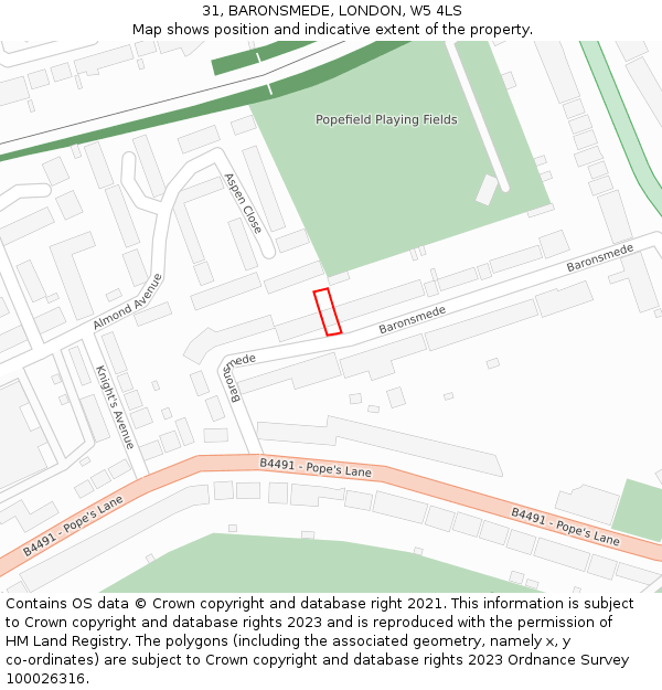 31, BARONSMEDE, LONDON, W5 4LS: Location map and indicative extent of plot