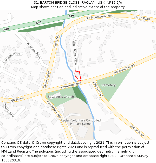 31, BARTON BRIDGE CLOSE, RAGLAN, USK, NP15 2JW: Location map and indicative extent of plot