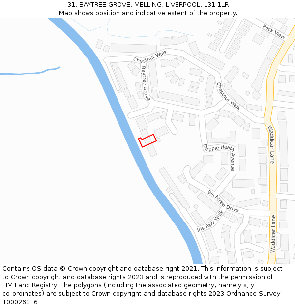 31, BAYTREE GROVE, MELLING, LIVERPOOL, L31 1LR: Location map and indicative extent of plot