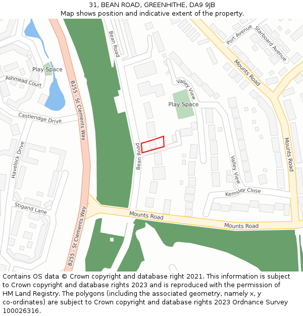 31, BEAN ROAD, GREENHITHE, DA9 9JB: Location map and indicative extent of plot