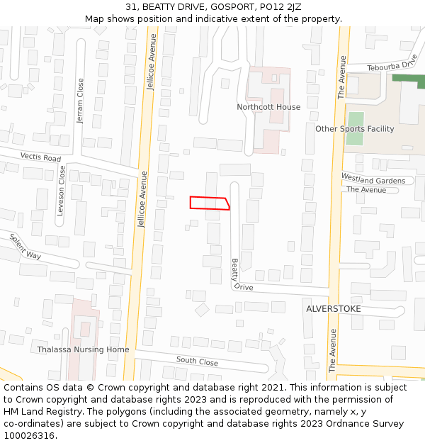 31, BEATTY DRIVE, GOSPORT, PO12 2JZ: Location map and indicative extent of plot