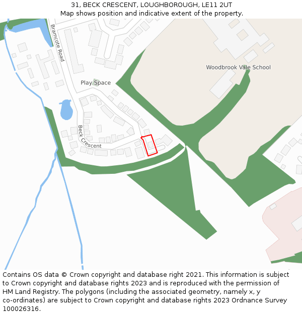 31, BECK CRESCENT, LOUGHBOROUGH, LE11 2UT: Location map and indicative extent of plot