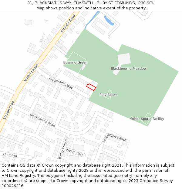 31, BLACKSMITHS WAY, ELMSWELL, BURY ST EDMUNDS, IP30 9GH: Location map and indicative extent of plot