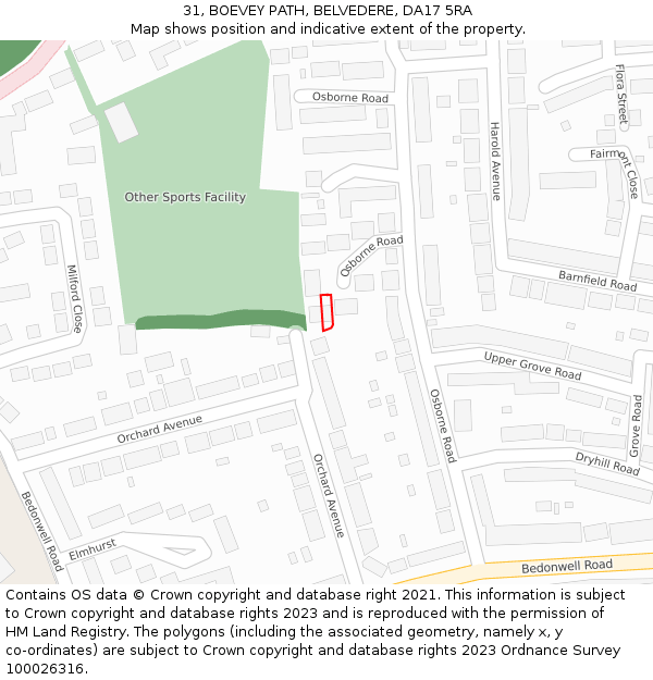 31, BOEVEY PATH, BELVEDERE, DA17 5RA: Location map and indicative extent of plot