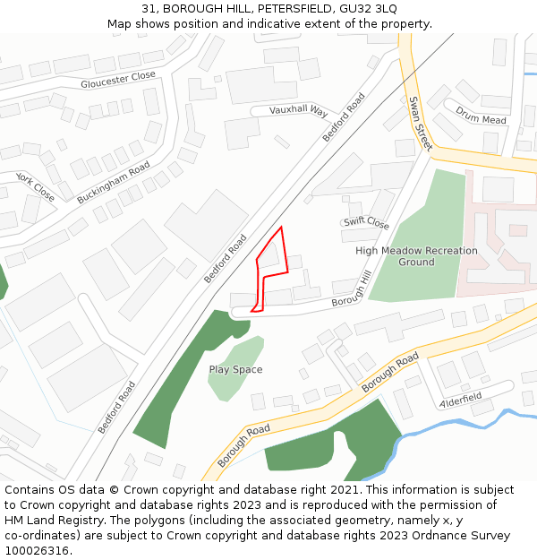 31, BOROUGH HILL, PETERSFIELD, GU32 3LQ: Location map and indicative extent of plot