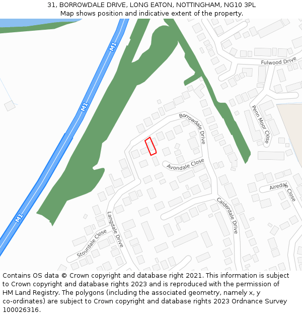 31, BORROWDALE DRIVE, LONG EATON, NOTTINGHAM, NG10 3PL: Location map and indicative extent of plot