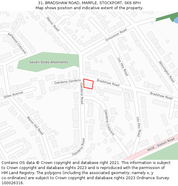 31, BRADSHAW ROAD, MARPLE, STOCKPORT, SK6 6PH: Location map and indicative extent of plot
