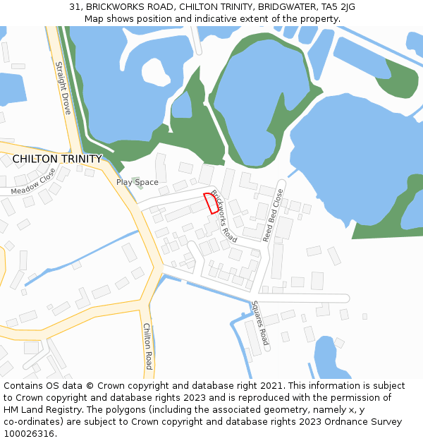 31, BRICKWORKS ROAD, CHILTON TRINITY, BRIDGWATER, TA5 2JG: Location map and indicative extent of plot
