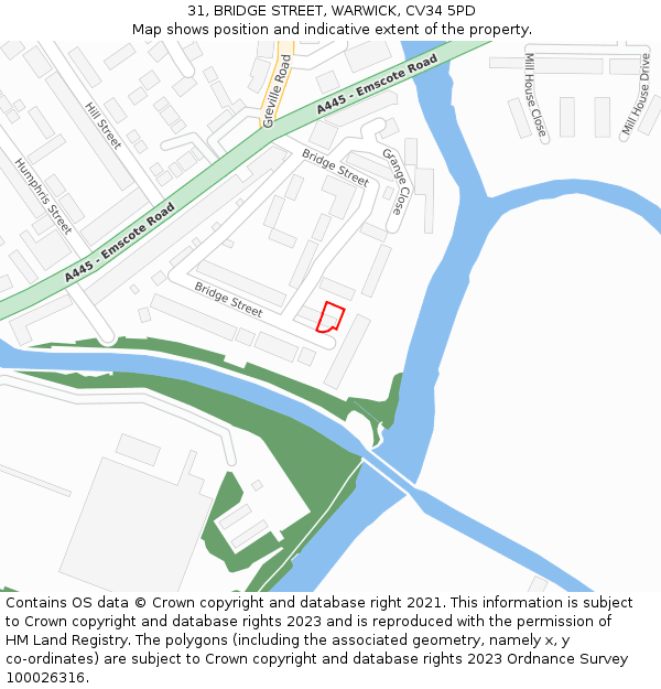 31, BRIDGE STREET, WARWICK, CV34 5PD: Location map and indicative extent of plot