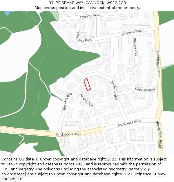 31, BRISBANE WAY, CANNOCK, WS12 2GR: Location map and indicative extent of plot