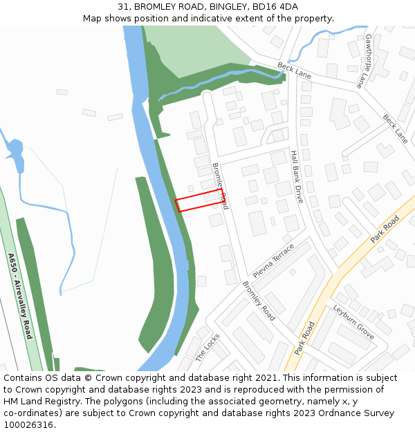 31, BROMLEY ROAD, BINGLEY, BD16 4DA: Location map and indicative extent of plot