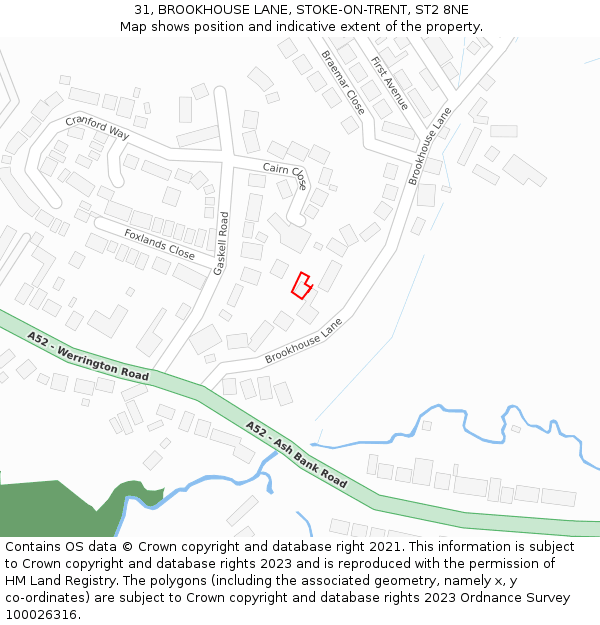 31, BROOKHOUSE LANE, STOKE-ON-TRENT, ST2 8NE: Location map and indicative extent of plot