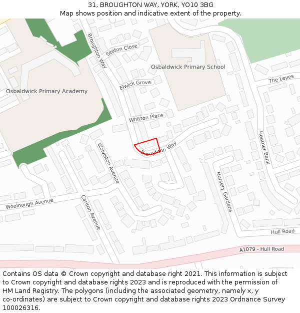 31, BROUGHTON WAY, YORK, YO10 3BG: Location map and indicative extent of plot