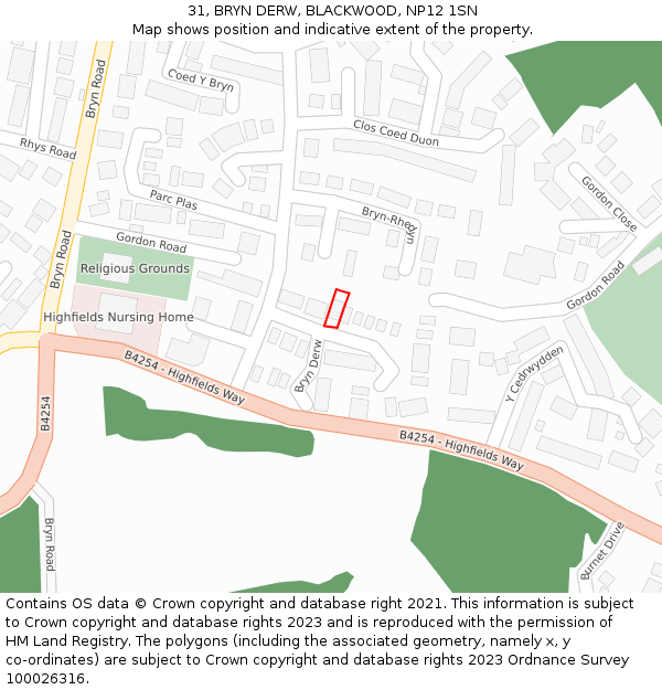 31, BRYN DERW, BLACKWOOD, NP12 1SN: Location map and indicative extent of plot