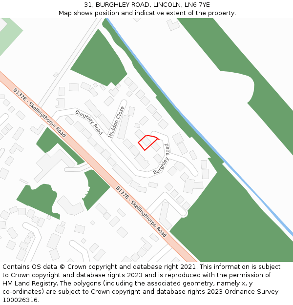 31, BURGHLEY ROAD, LINCOLN, LN6 7YE: Location map and indicative extent of plot