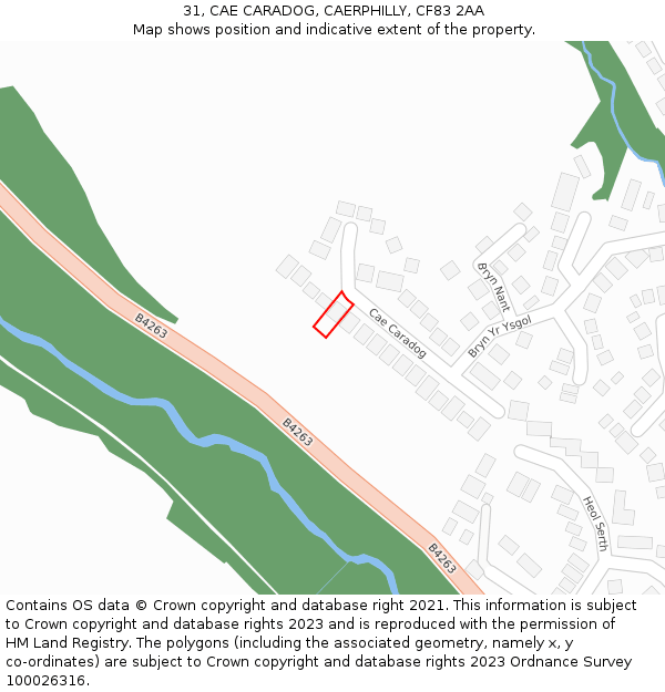 31, CAE CARADOG, CAERPHILLY, CF83 2AA: Location map and indicative extent of plot