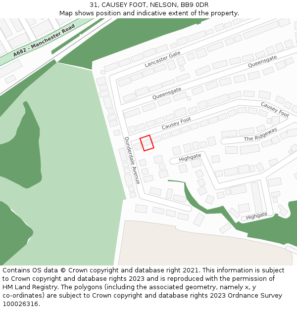 31, CAUSEY FOOT, NELSON, BB9 0DR: Location map and indicative extent of plot