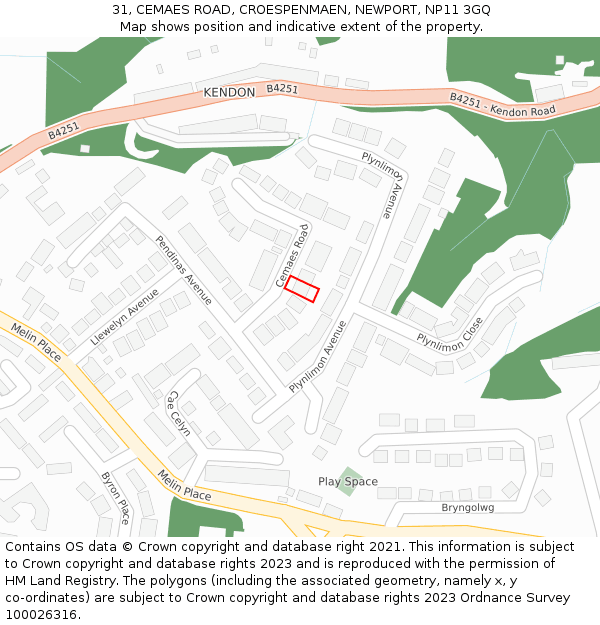 31, CEMAES ROAD, CROESPENMAEN, NEWPORT, NP11 3GQ: Location map and indicative extent of plot