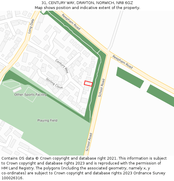 31, CENTURY WAY, DRAYTON, NORWICH, NR8 6GZ: Location map and indicative extent of plot