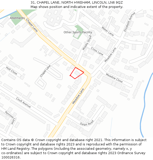 31, CHAPEL LANE, NORTH HYKEHAM, LINCOLN, LN6 9QZ: Location map and indicative extent of plot