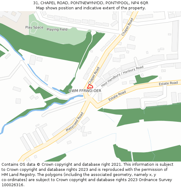 31, CHAPEL ROAD, PONTNEWYNYDD, PONTYPOOL, NP4 6QR: Location map and indicative extent of plot
