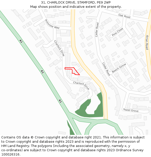 31, CHARLOCK DRIVE, STAMFORD, PE9 2WP: Location map and indicative extent of plot