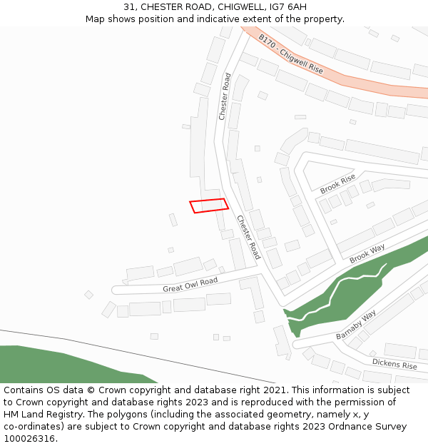 31, CHESTER ROAD, CHIGWELL, IG7 6AH: Location map and indicative extent of plot