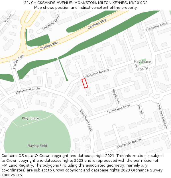 31, CHICKSANDS AVENUE, MONKSTON, MILTON KEYNES, MK10 9DP: Location map and indicative extent of plot