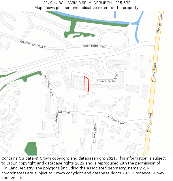 31, CHURCH FARM RISE, ALDEBURGH, IP15 5BF: Location map and indicative extent of plot