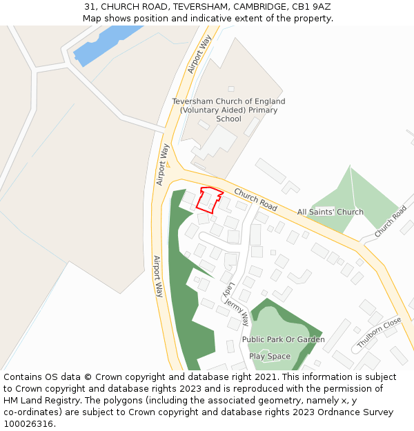 31, CHURCH ROAD, TEVERSHAM, CAMBRIDGE, CB1 9AZ: Location map and indicative extent of plot