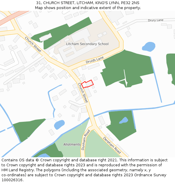 31, CHURCH STREET, LITCHAM, KING'S LYNN, PE32 2NS: Location map and indicative extent of plot