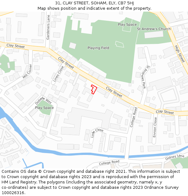 31, CLAY STREET, SOHAM, ELY, CB7 5HJ: Location map and indicative extent of plot