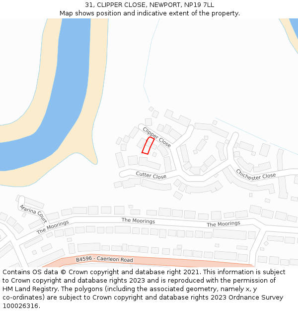 31, CLIPPER CLOSE, NEWPORT, NP19 7LL: Location map and indicative extent of plot