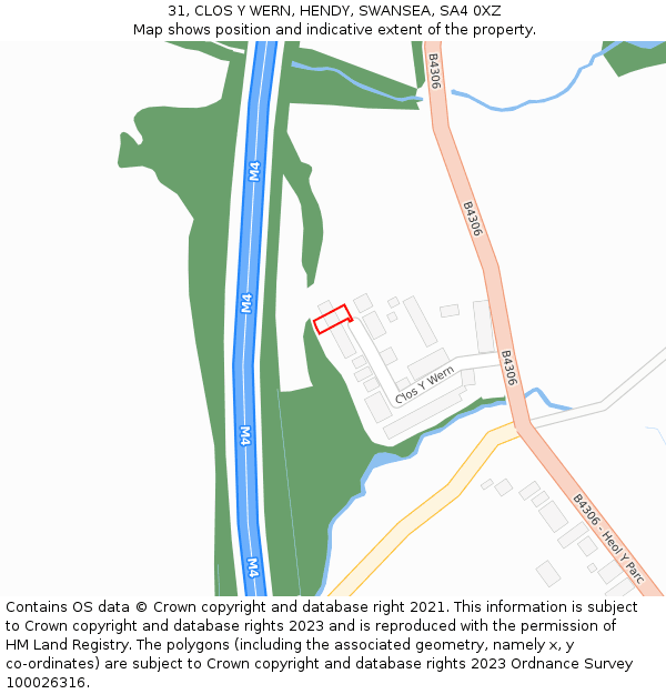 31, CLOS Y WERN, HENDY, SWANSEA, SA4 0XZ: Location map and indicative extent of plot