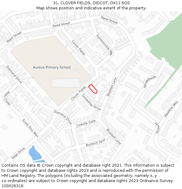 31, CLOVER FIELDS, DIDCOT, OX11 6GS: Location map and indicative extent of plot