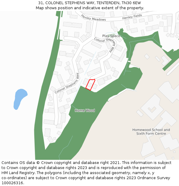 31, COLONEL STEPHENS WAY, TENTERDEN, TN30 6EW: Location map and indicative extent of plot