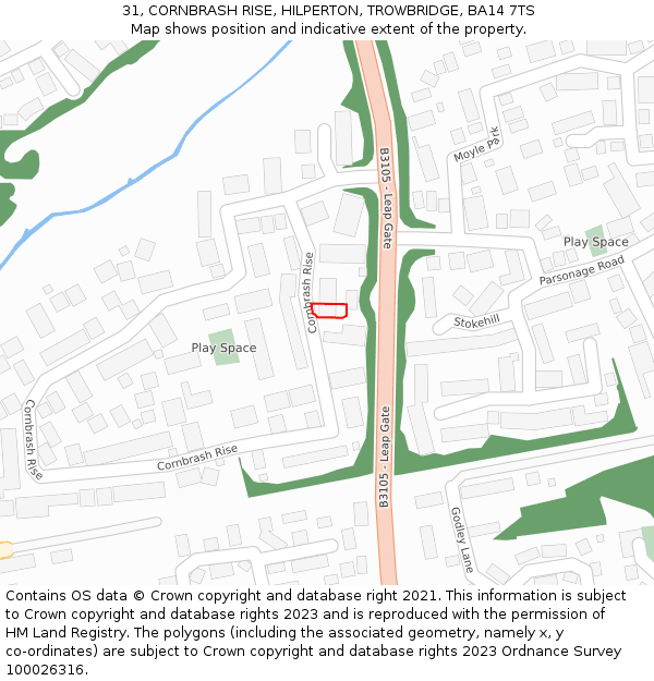 31, CORNBRASH RISE, HILPERTON, TROWBRIDGE, BA14 7TS: Location map and indicative extent of plot